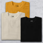 Shift & Stitch's Premium T-Shirt Combo – Mustard Yellow, Cream & Black