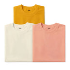 Shift & Stitch's Premium T-Shirt Combo – Mustard, Ivory & Peach
