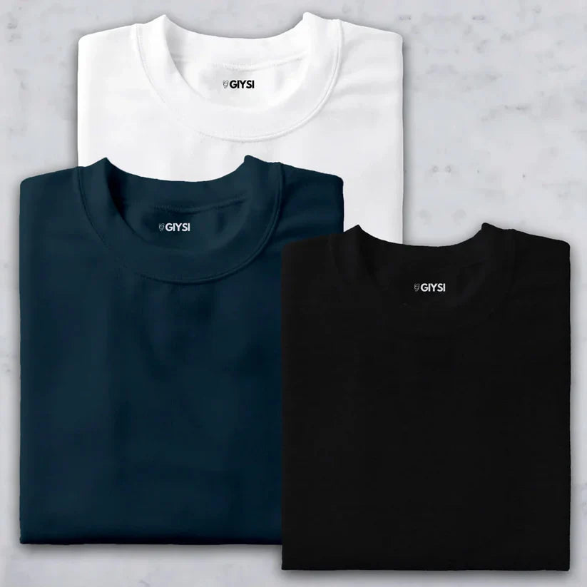 Shift & Stitch's Premium T-Shirt Combo – White, Teal Blue & Black