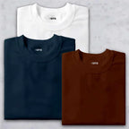 Shift & Stitch's Premium T-Shirt Combo – White, Navy & Brown