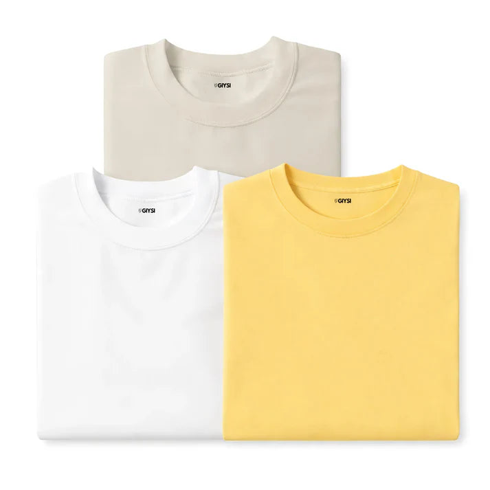 Shift & Stitch's Premium T-Shirt Combo – Ivory, White & Yellow