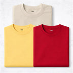Shift & Stitch's Premium T-Shirt Combo – Ivory, Yellow & Red