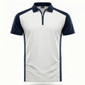 Colour Block Zip Polo (White&Blue)