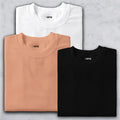 Shift & Stitch's Premium T-Shirt Combo – White, Peach & Black