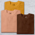 Shift & Stitch's Premium T-Shirt Combo – Mustard Yellow, Peach & Coffee Brown