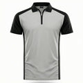 Colour Block Zip Polo (Grey&Black)